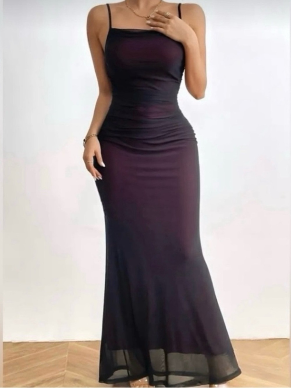 Elegant Black Spaghetti-Strap Maxi Dress